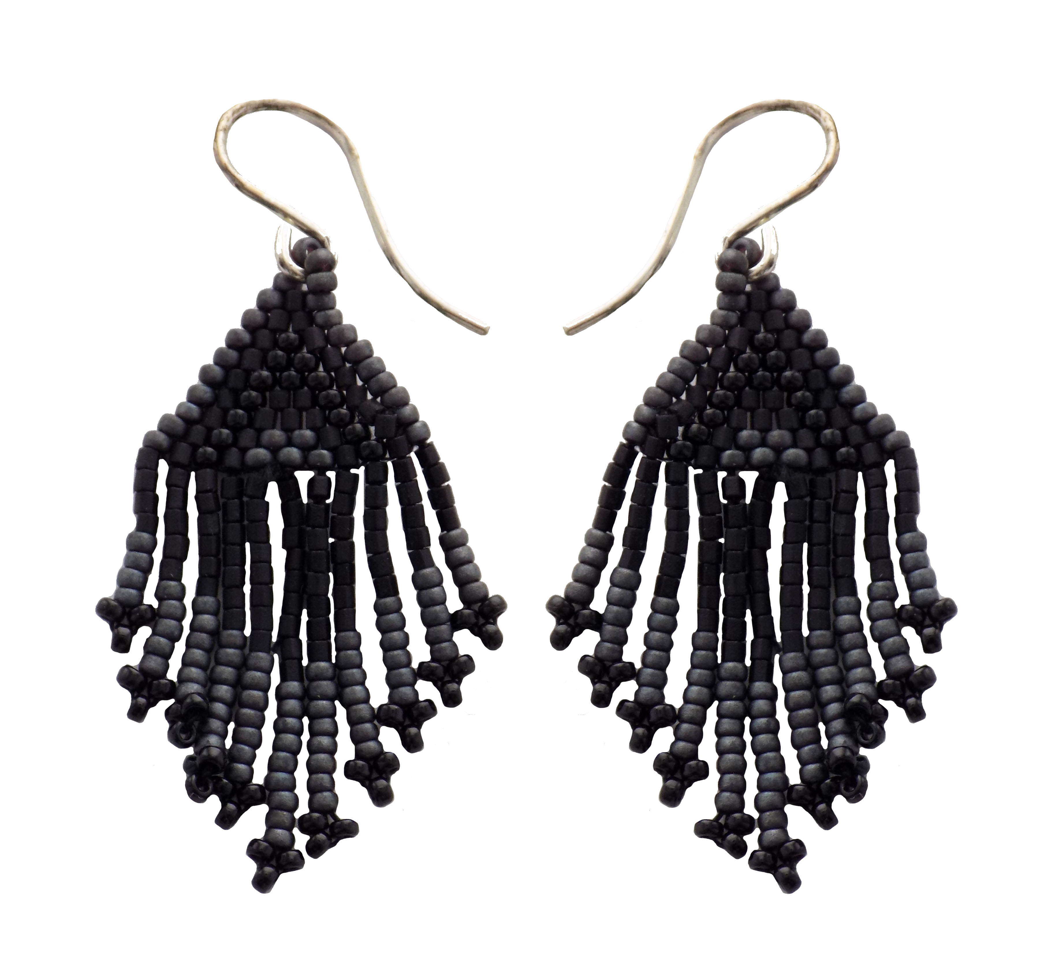 Beaded Black Fringe Earrings Identity Body Piercing