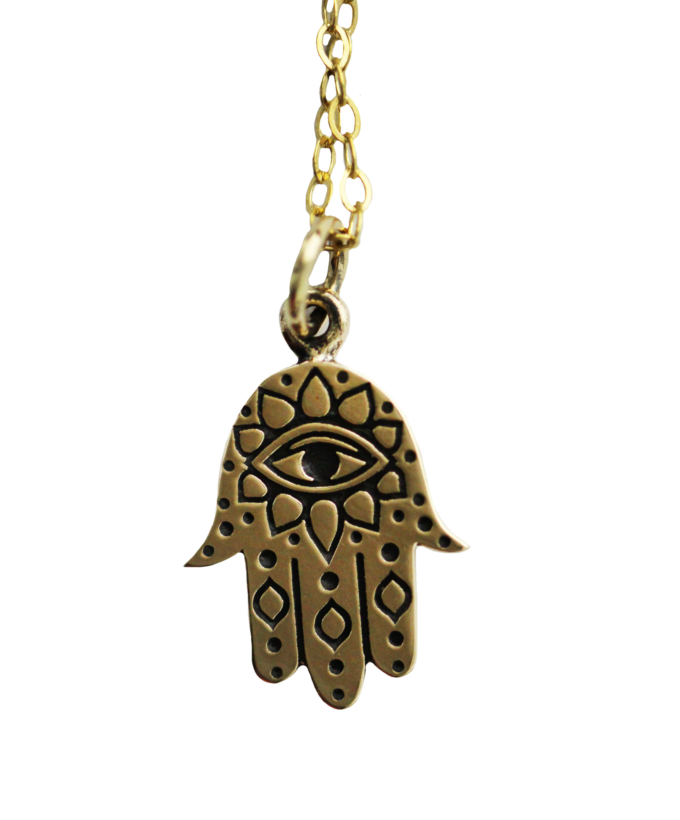 Hamsa Hand Necklace in Brass – Identity Body Piercing